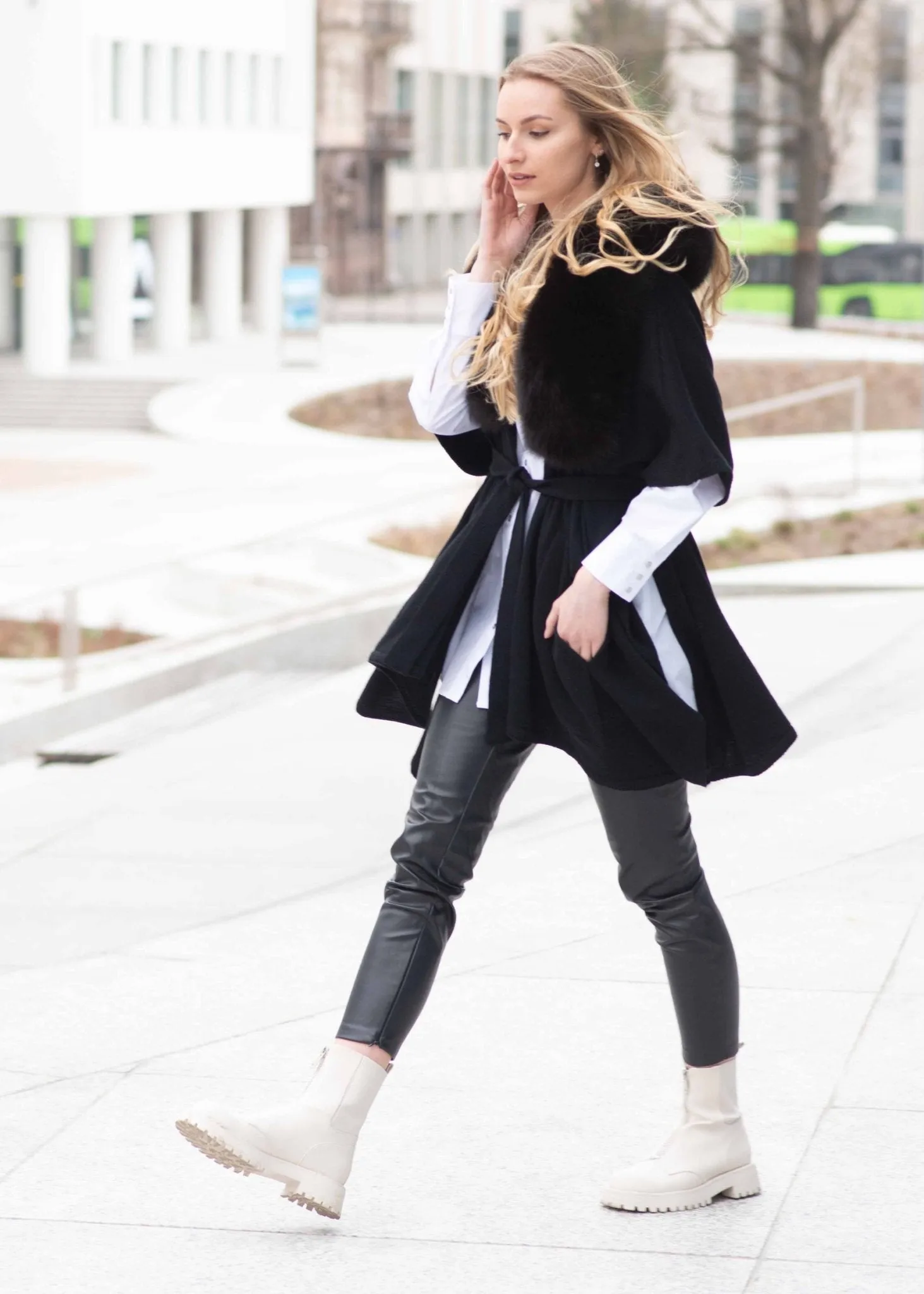 Cape With Fox Fur Collar