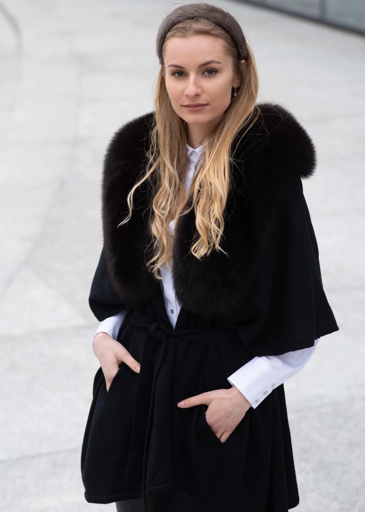Cape With Fox Fur Collar