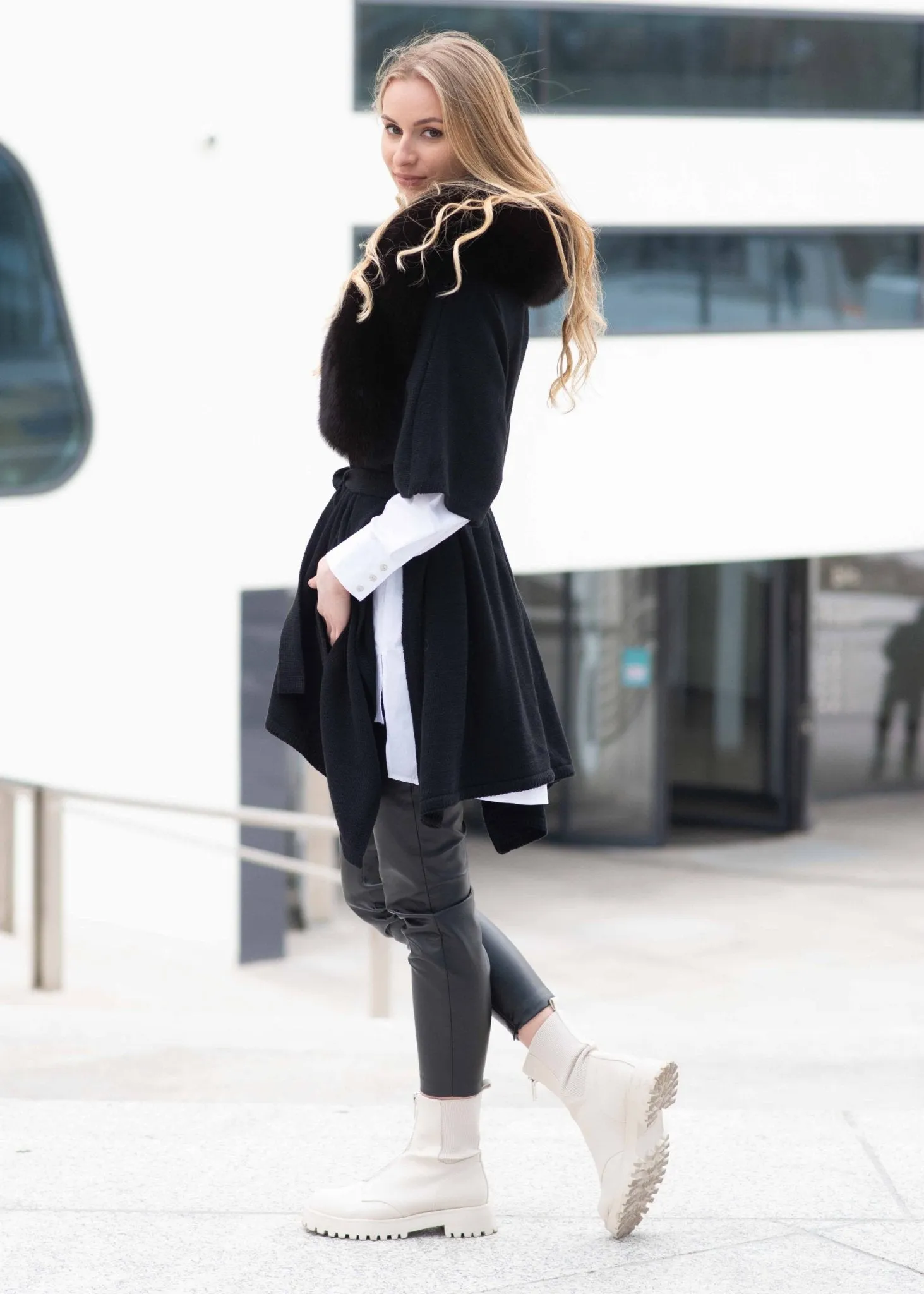 Cape With Fox Fur Collar