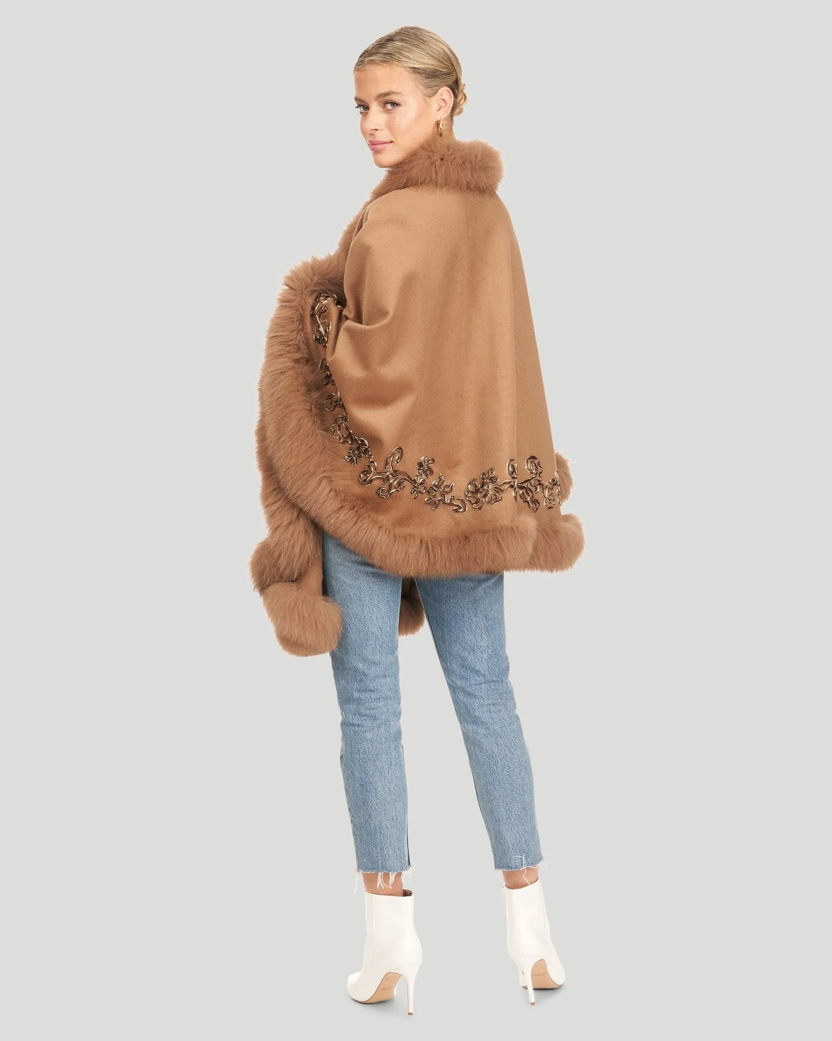 Embroidered Wool and Cashmere Cape
