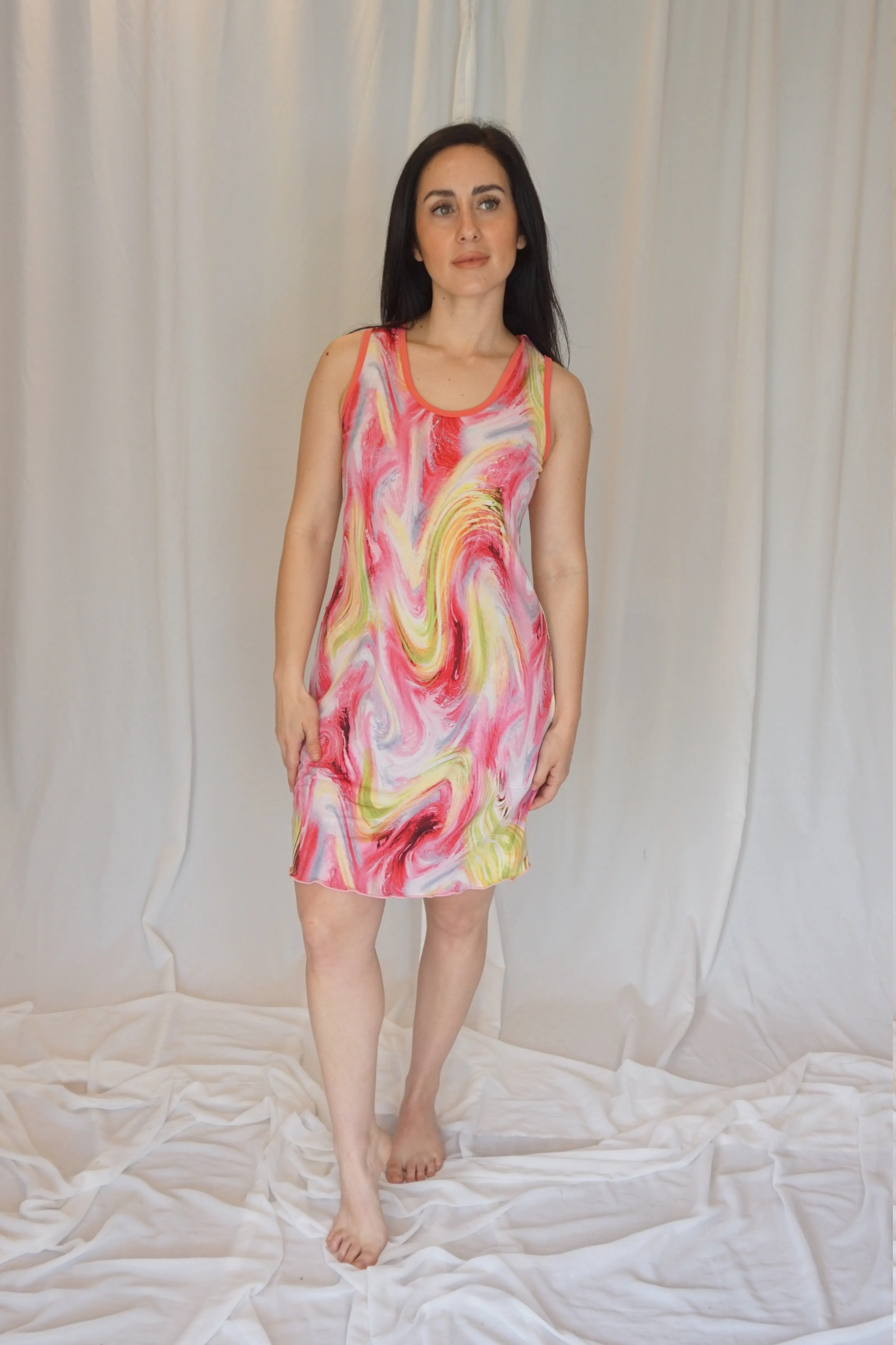 Pink Swirl Sporty Tank Dress w/ Pockets
