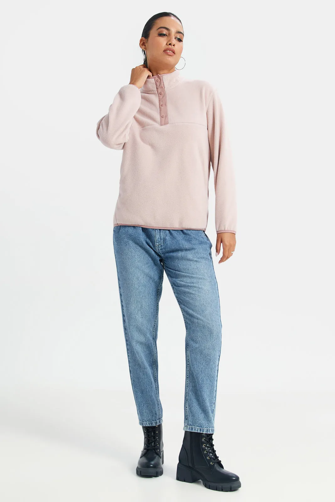 Women Lilac Fleece Sweatshirt